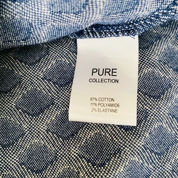 Pure Collection Women’s Top 12 Quilted Cotton Navy Blue Diamond Pullover - Picture 6 of 6